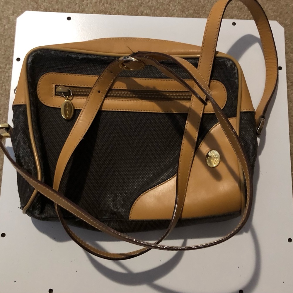 Vintage Mark Cross Made in Italy Herringbone Logo Bag